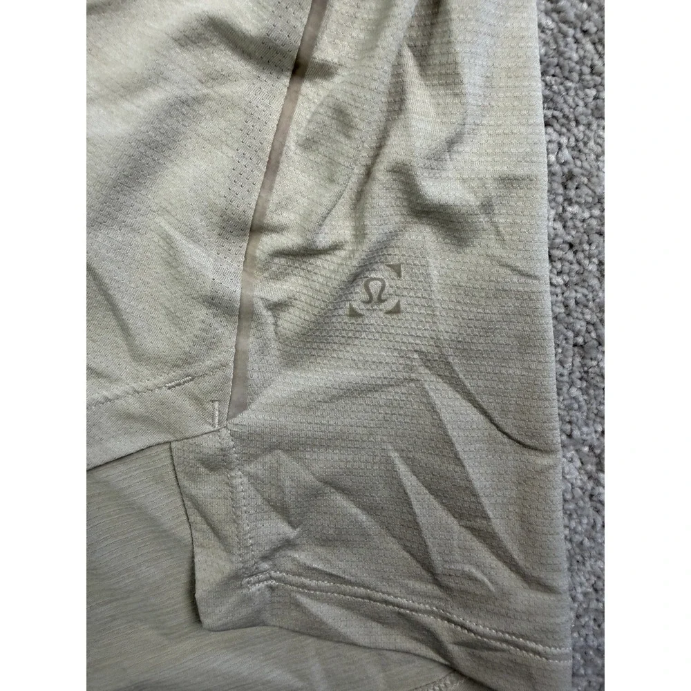 Lululemon Fast Free Shirt Mens Medium* Beige Gray Inspirational Performance Gym